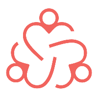 Red icon showing people at a conference