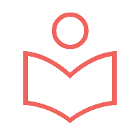 Red icon showing a person reading a magazine