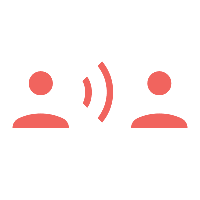 Red icon showing 2 people speaking to each other