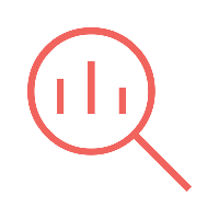 Red icon of a magnifying glass